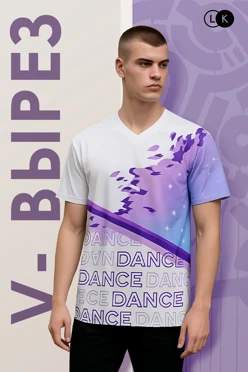 Купить футболку Спэйс V-ворот  унисекс с полной запечаткой (полиэстер)