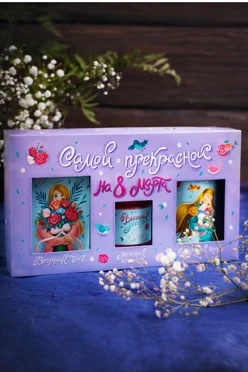 Набор с чаем, кофе и мёдом на 8 марта