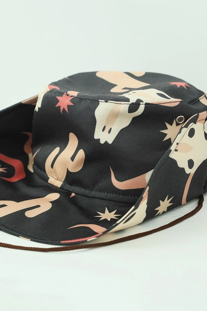 Панама Техас с полями на кнопках, с полной запечаткой "Wild"#1