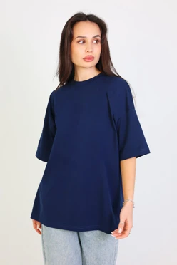 Купить футболку Ричмонд оверсайз унисекс однотонная (хлопок), темно-синяя