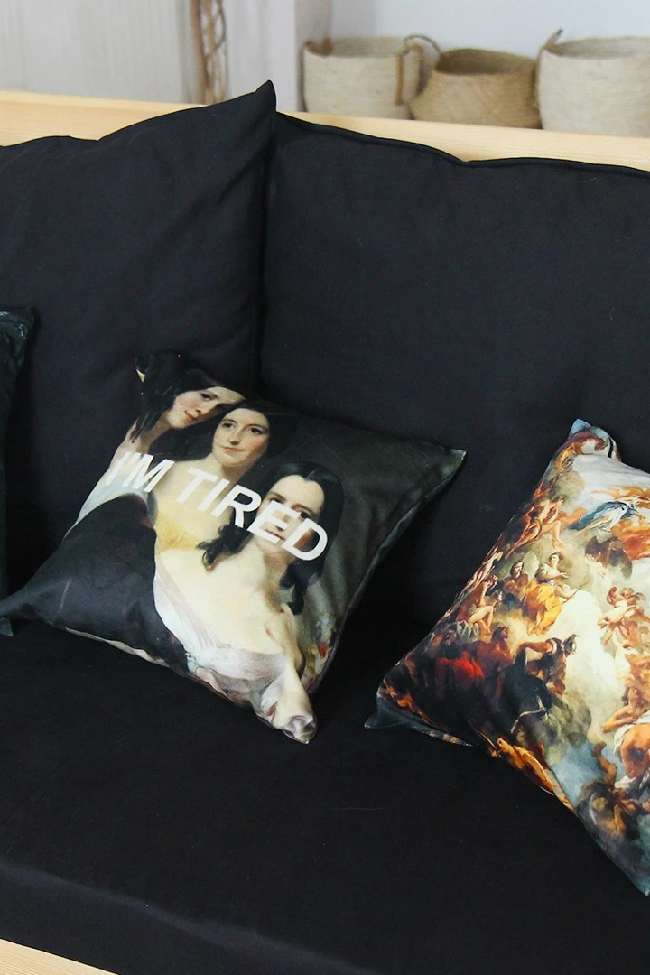 Подушка 30х30 см, с принтом "I am tired"#1