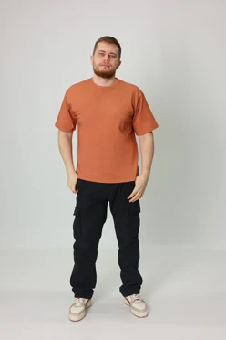 Купить футболку Харди оверсайз унисекс однотонная (хлопок), коричневую