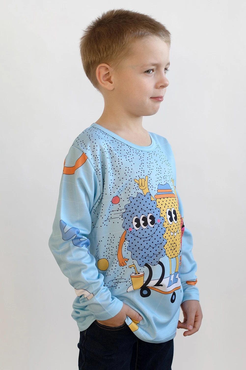 Лонгслив Гэлэкси Плюс детский с полной запечаткой (полиэстер)#3 Лонгслив Гэлэкси Плюс детский с полной запечаткой (полиэстер)#3