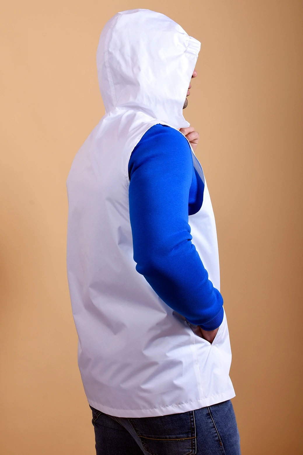 Жилет Профи с капюшоном унисекс, однотонный белый#6
