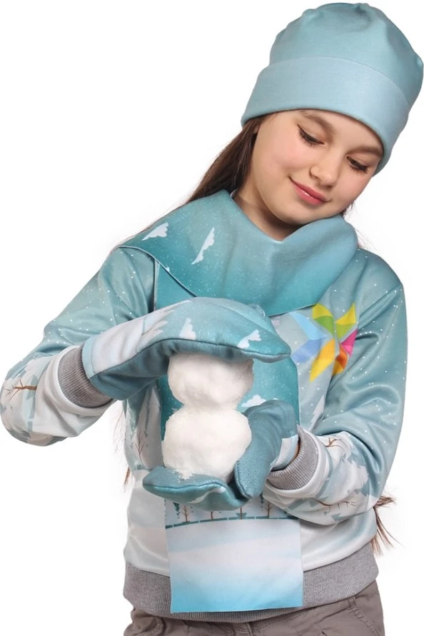 Шарф однослойный утепленный 15х100 см, с полной запечаткой "Winter wood"#1