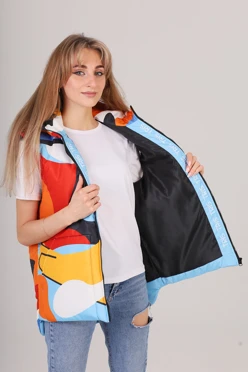 Жилет Трис на синтепоне с капюшоном унисекс, с полной запечаткой#1