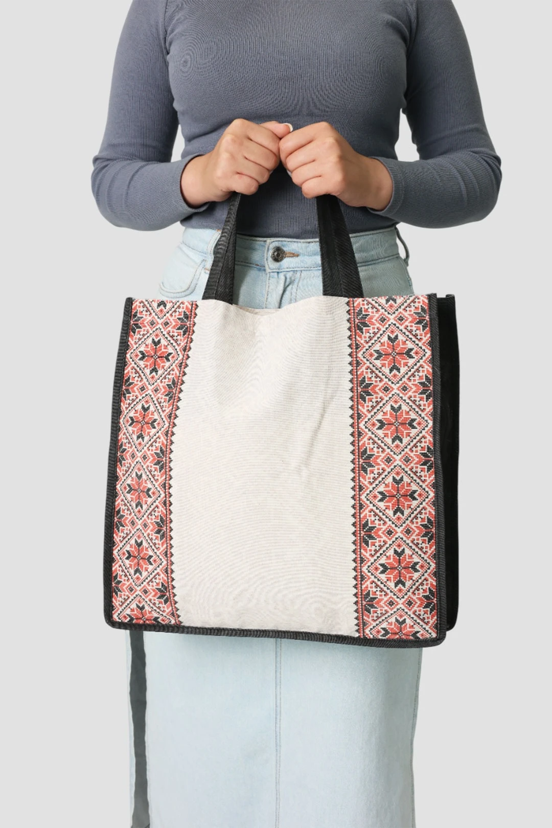 Купить сумку Киндо из двунитки 40х40х10 см, с принтом на одной стороне "Pattern Udmurtia"