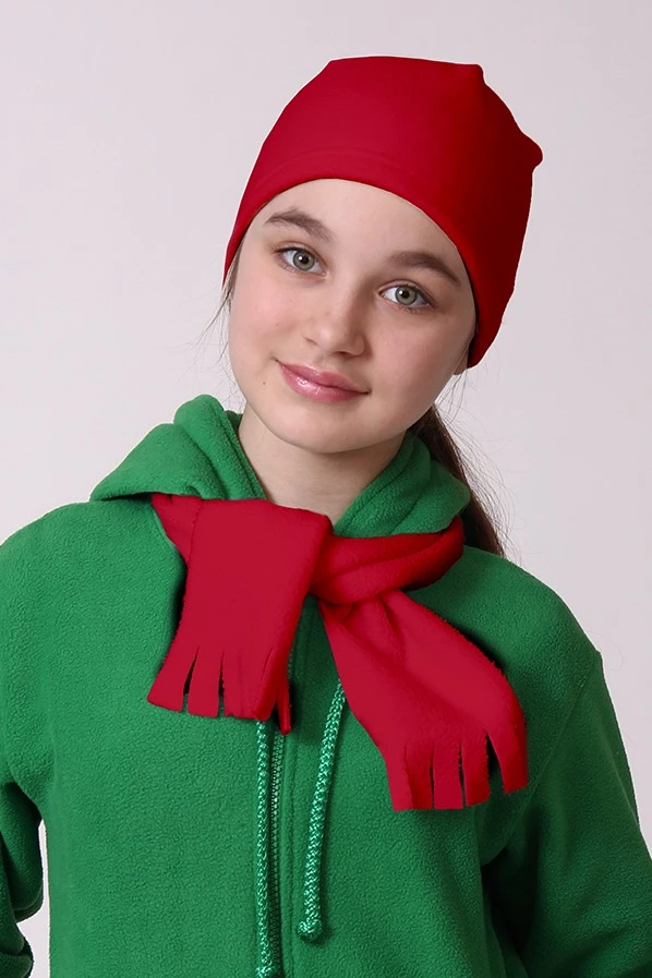 Купить шапку флисовую детскую красную (однослойную)