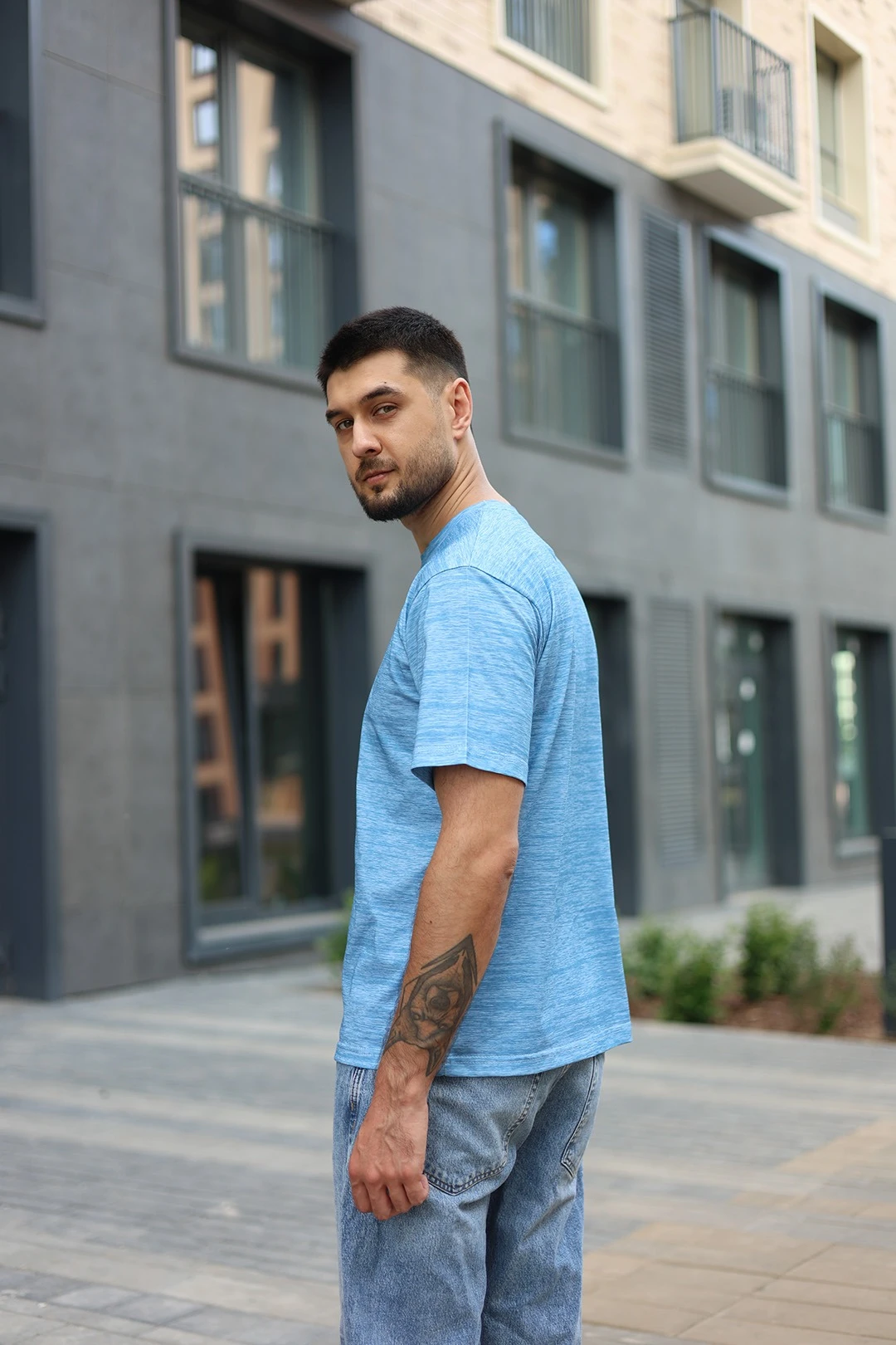 Футболка Теренс оверсайз унисекс из кулирки хб с полной запечаткой "Interference"#4