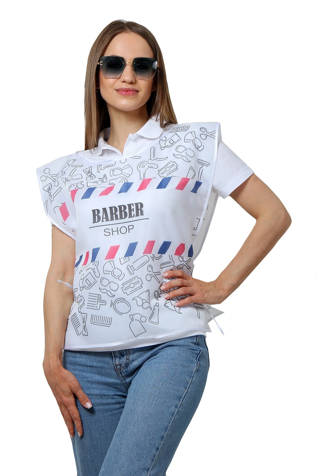 Купить накидку с полной запечаткой "BARBER SHOP" 50х55 см