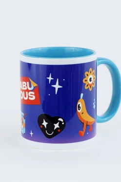 Кружка цветная внутри с цветной ручкой, с принтом "Fabu Lous"#2