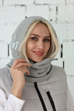 Купить капор Рейс флисовый взрослый, однотонный светло-серый