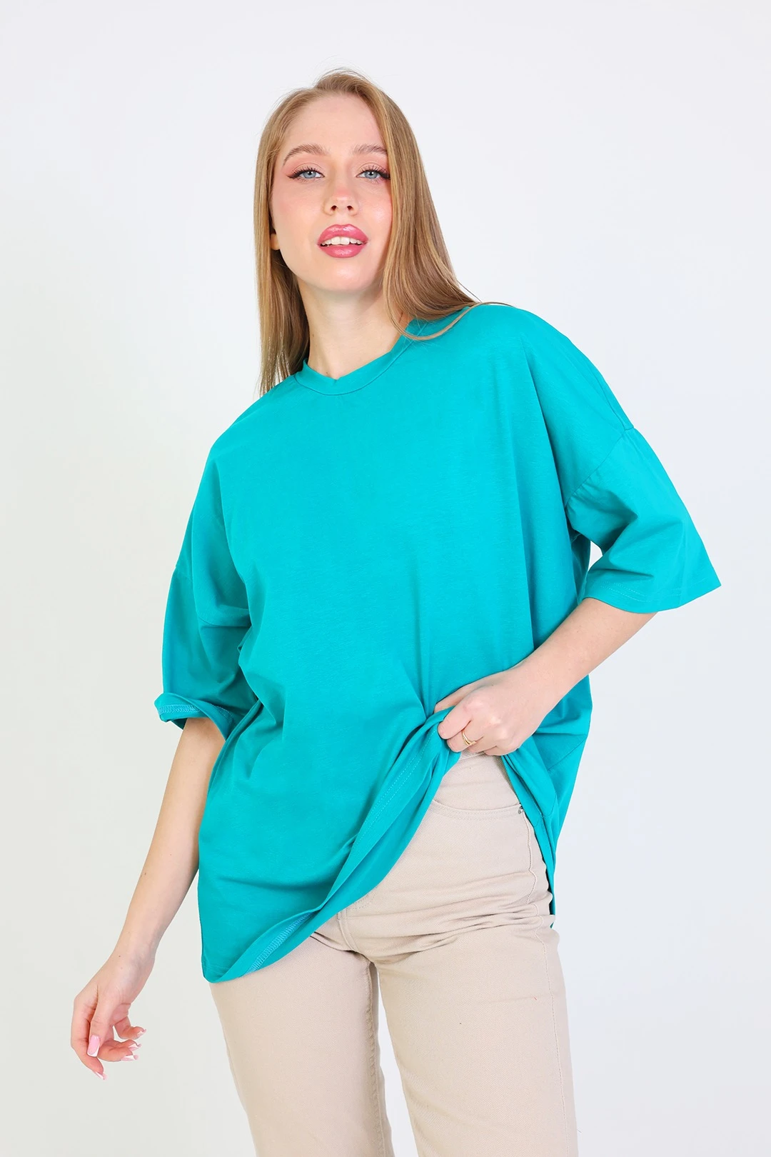 Купить футболку Ричмонд оверсайз унисекс однотонная (хлопок), бирюзовая Купить футболку Ричмонд оверсайз унисекс однотонная (хлопок), бирюзовая