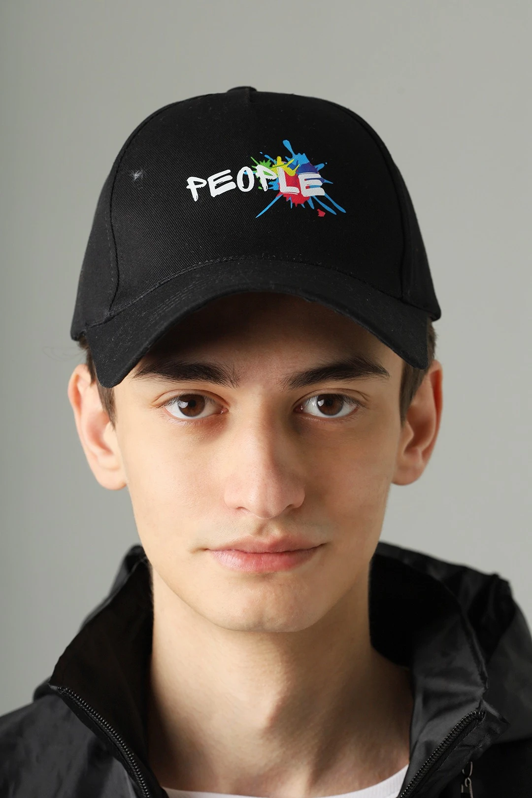 Бейсболка Актив пятиклинка взрослая, однотонная черная (хлопок)#2