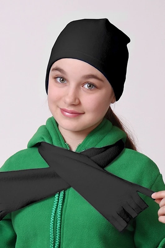 Купить шапку флисовую детскую черную (однослойную)