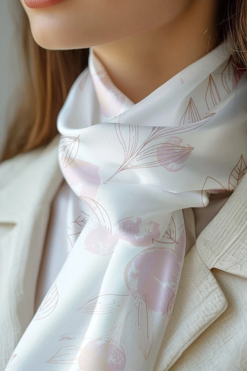 Платок Шанель 100х100 см, с полной запечаткой "Pink Flower"#1