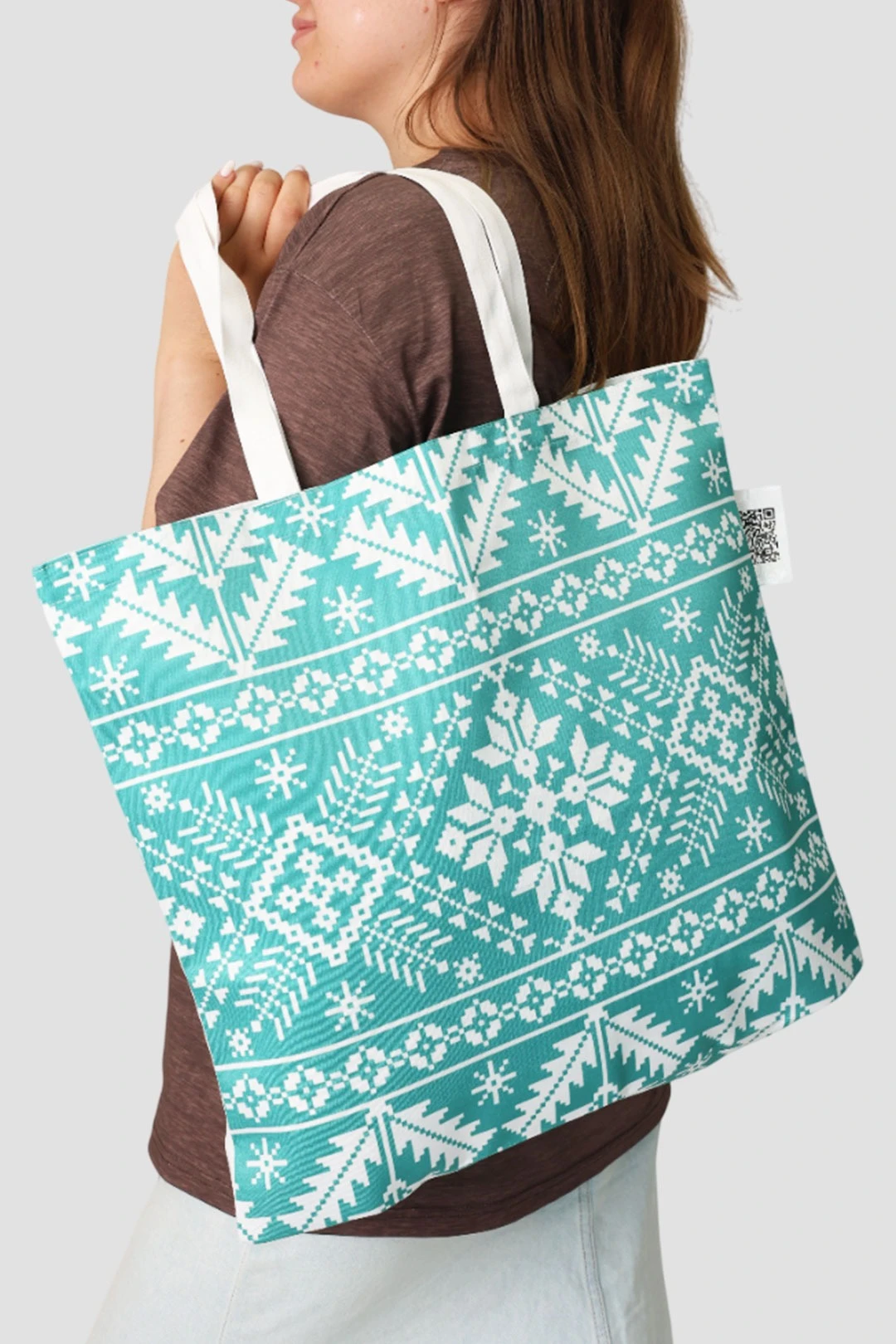 Купить сумку Голди из греты 40х40х10 см, с принтом на одной стороне "Pattern of azure"