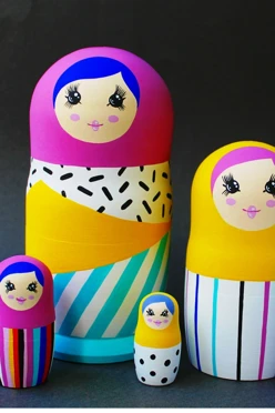 Матрешка "Полоски", матовая, средняя, 5 шт