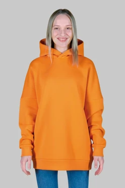 Купить худи Фрэнк из футера оверсайз унисекс, однотонная оранжевую