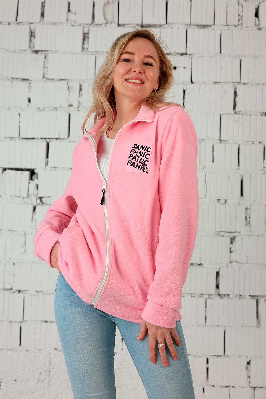 Толстовка Харисон флисовая без капюшона женская, однотонная "Panic"#3 Толстовка Харисон флисовая без капюшона женская, однотонная "Panic"#3