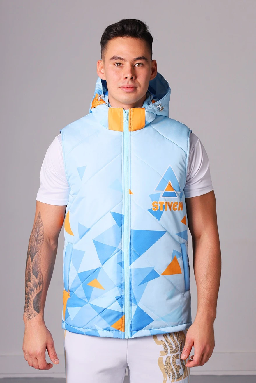 Жилет Стивен на синтепоне с капюшоном унисекс, с полной запечаткой#1