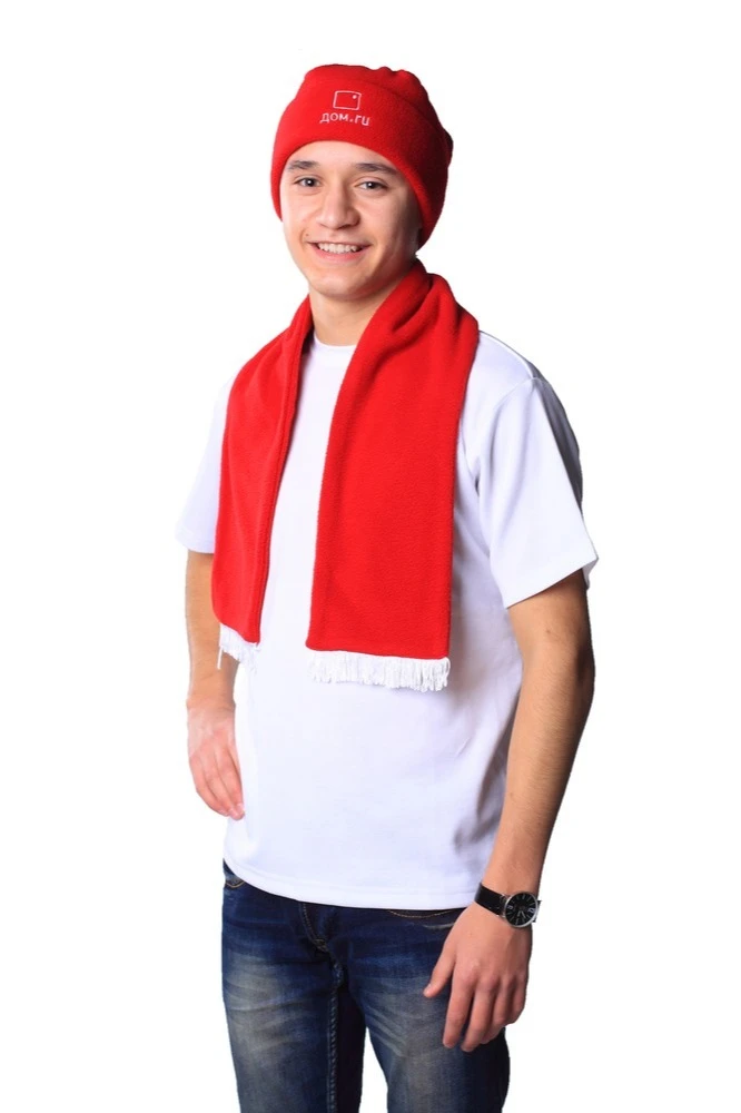 Шапка Вэст флисовая двухслойная взрослая, однотонная "Dom.ru"#1