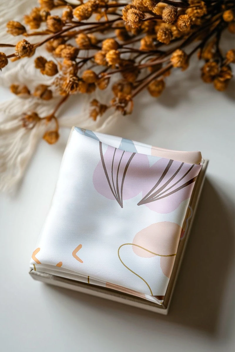 Платок Шанель 70х70 см, с полной запечаткой "Aqua plants"#1