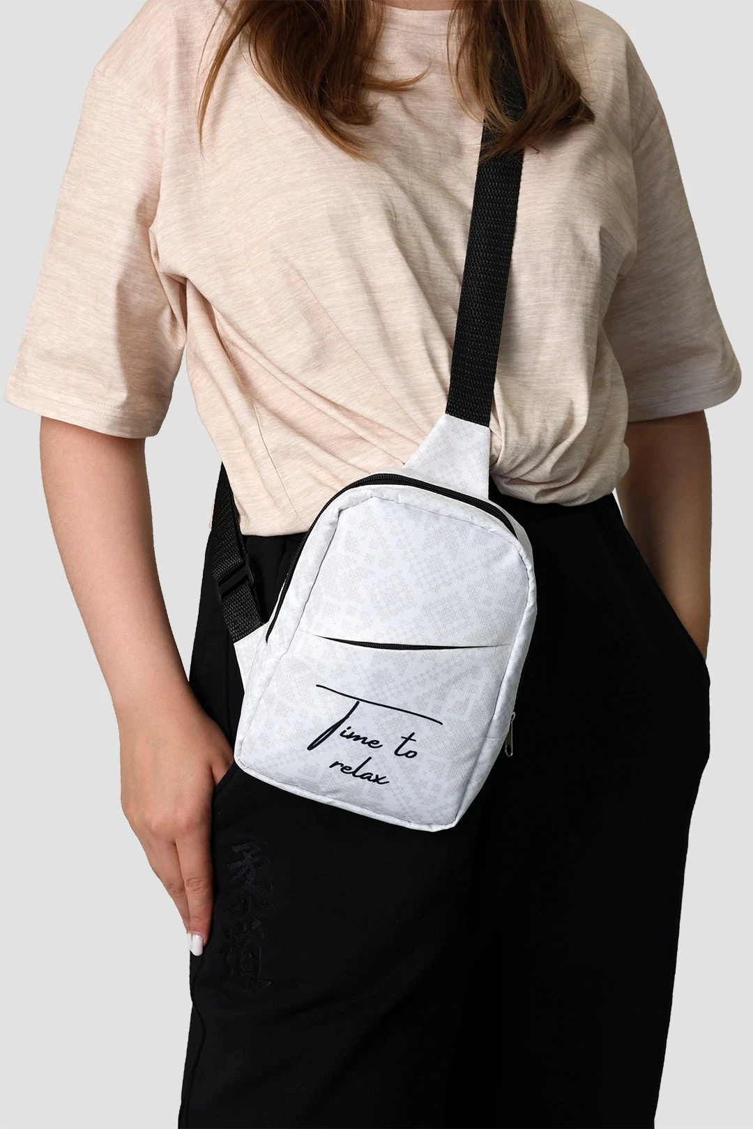 Сумка Стрейт кросс-боди, с принтом "Time to relax"#1 Сумка Стрейт кросс-боди, с принтом "Time to relax"#1