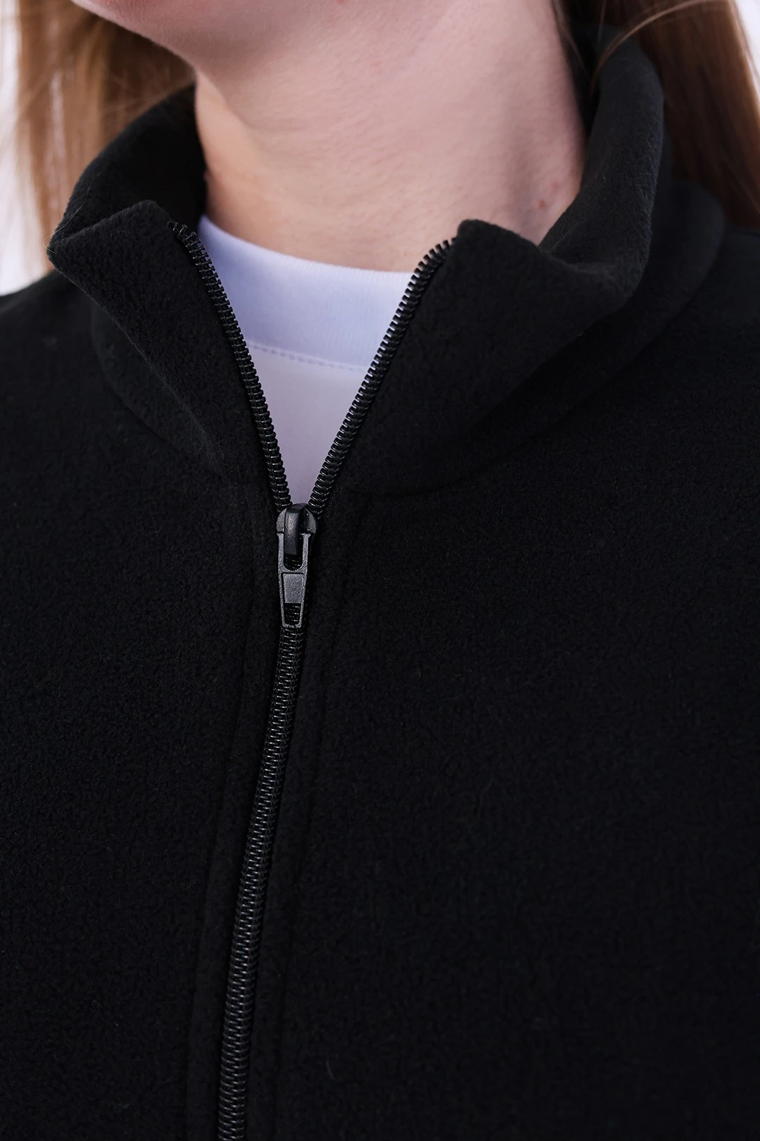 Жилет Браво флисовый без капюшона унисекс, однотонный черный#7 Жилет Браво флисовый без капюшона унисекс, однотонный черный#7