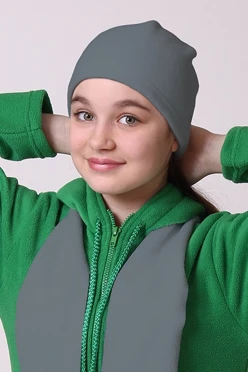 Купить шапку флисовую детскую серую Вайт