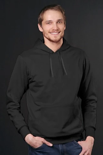 Худи Майк из футера унисекс, однотонный черный#4