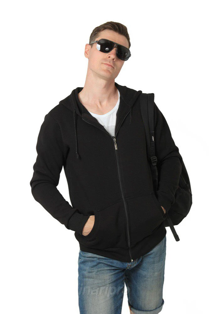 Балахон Рик из футера унисекс, однотонный черный#1 Балахон Рик из футера унисекс, однотонный черный#1