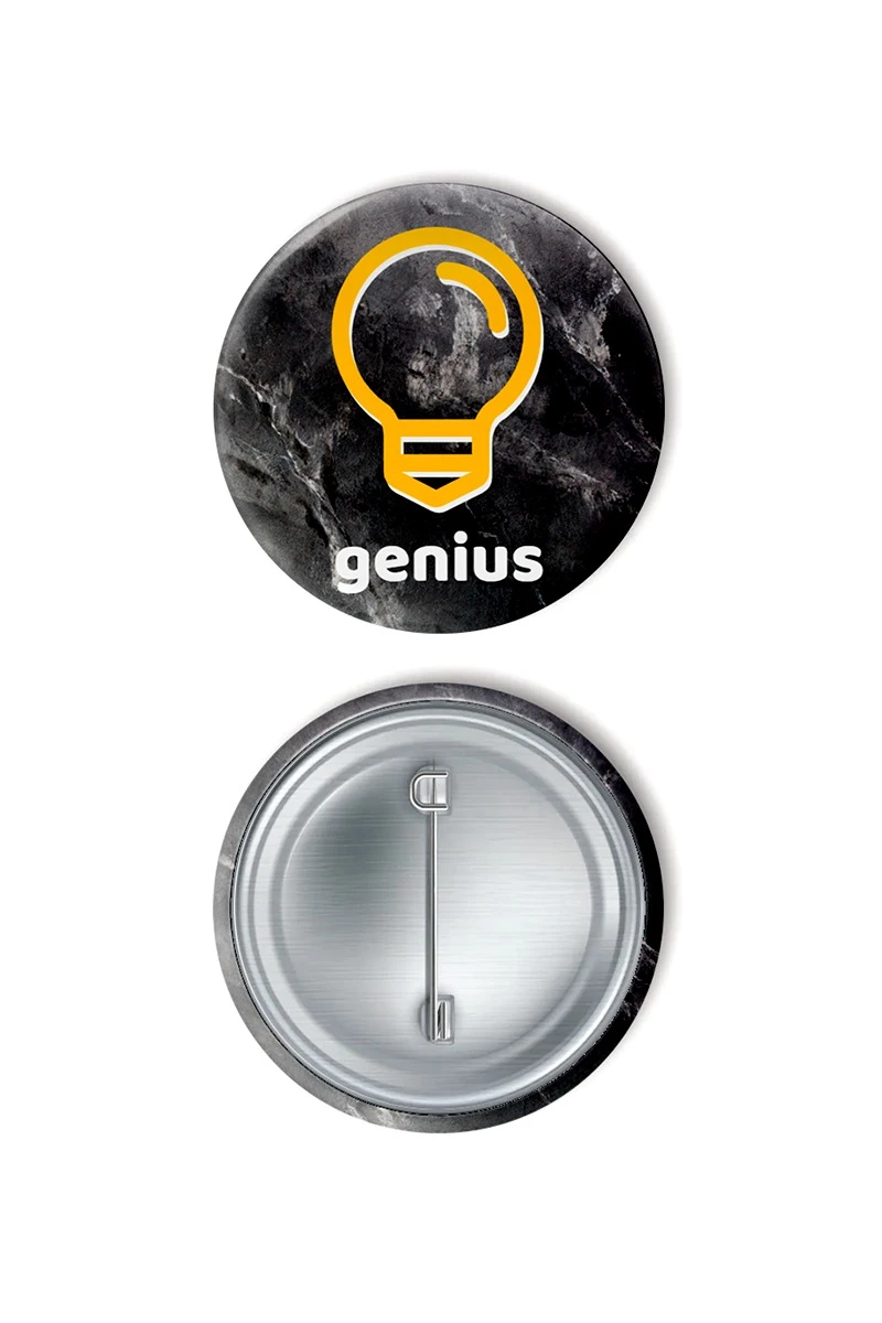 Значок закатной диаметр 25 мм, с принтом "Genius"#1