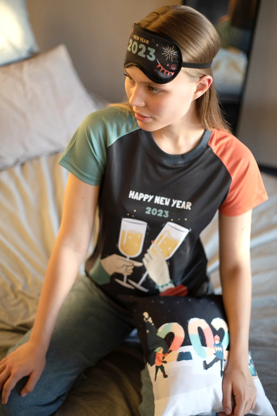 Футболка Спэйс женская из примы с полной запечаткой "Happy New Year 2023"#4 Футболка Спэйс женская из примы с полной запечаткой "Happy New Year 2023"#4