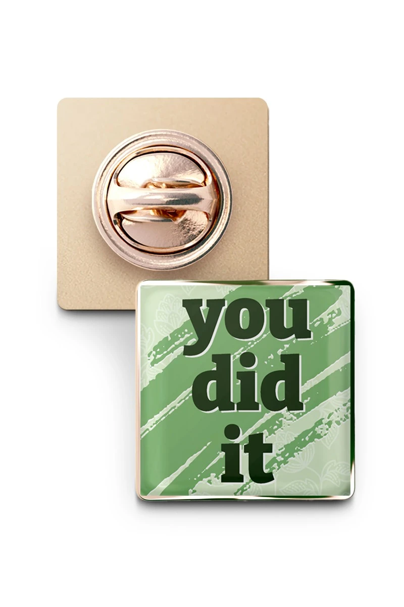 Значок заливной Квадрат 17х17 мм, с принтом "You did it"#1 Значок заливной Квадрат 17х17 мм, с принтом "You did it"#1