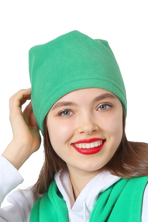 Купить шапку флисовую взрослую зеленую (однослойная) Купить шапку флисовую взрослую зеленую (однослойная)