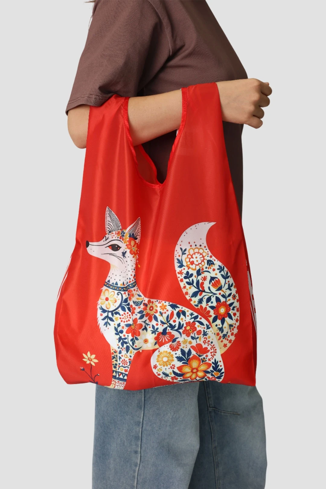 Купить сумку Я-майка 35х45 см, с принтом "Fox with flowers"