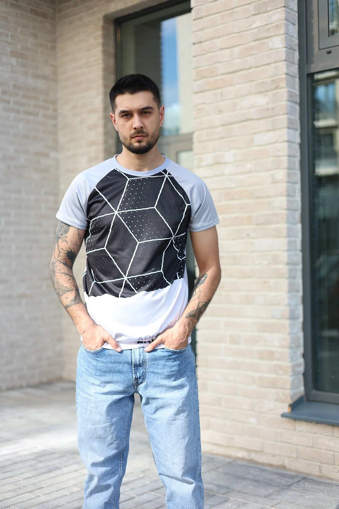 Футболка Спэйс унисекс из ложной сетки с полной запечаткой "Armageddon"#2 Футболка Спэйс унисекс из ложной сетки с полной запечаткой "Armageddon"#2