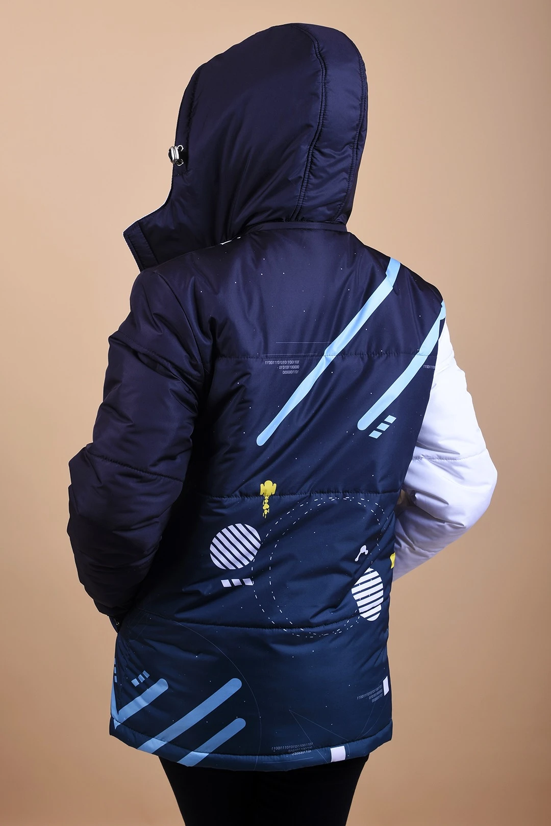 Куртка Винтер с капюшоном на синтепоне унисекс, с полной запечаткой "Planet"#3