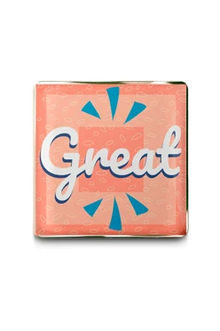 Купить значок заливной Квадрат 17х17 мм, с принтом "Great"