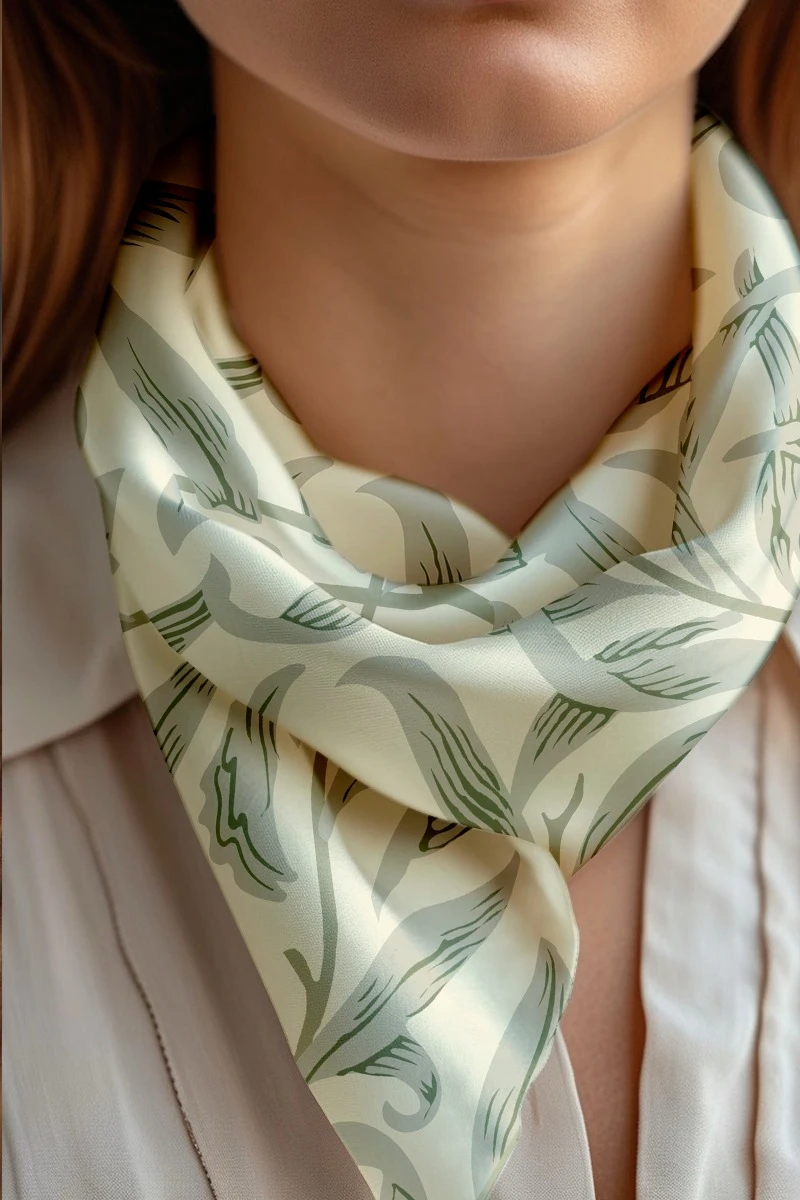 Платок Шанель 60х60 см, с полной запечаткой "Plants"#1 Платок Шанель 60х60 см, с полной запечаткой "Plants"#1