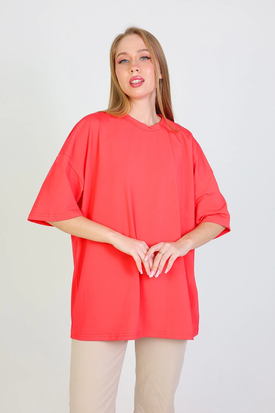 Купить футболку Ричмонд оверсайз унисекс однотонная (хлопок), розовая