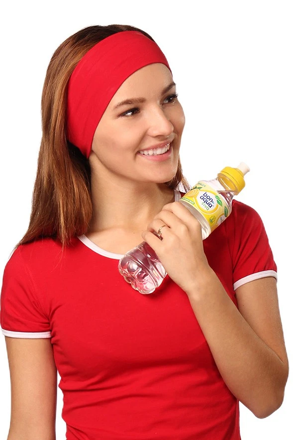 Повязка трикотажная двухслойная взрослая, однотонная красная#1