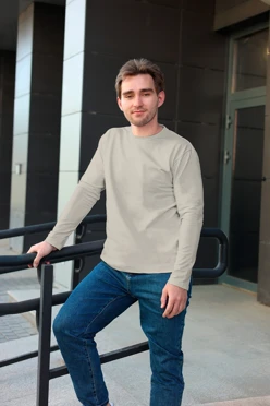 Купить лонгслив Фрэнсис унисекс однотонный (хлопок) бежевый