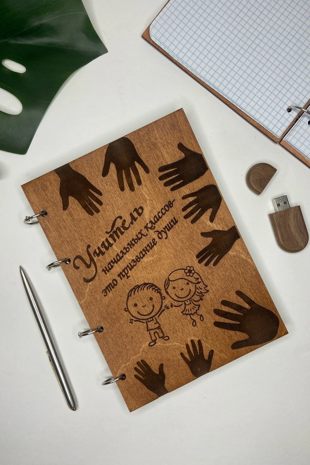 Ежедневник в деревянной обложке с логотипом/надписью, А5#8