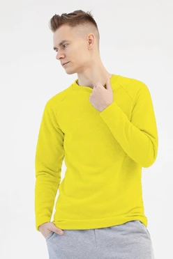 Купить лонгслив Мигель из футера унисекс, однотонный желтый