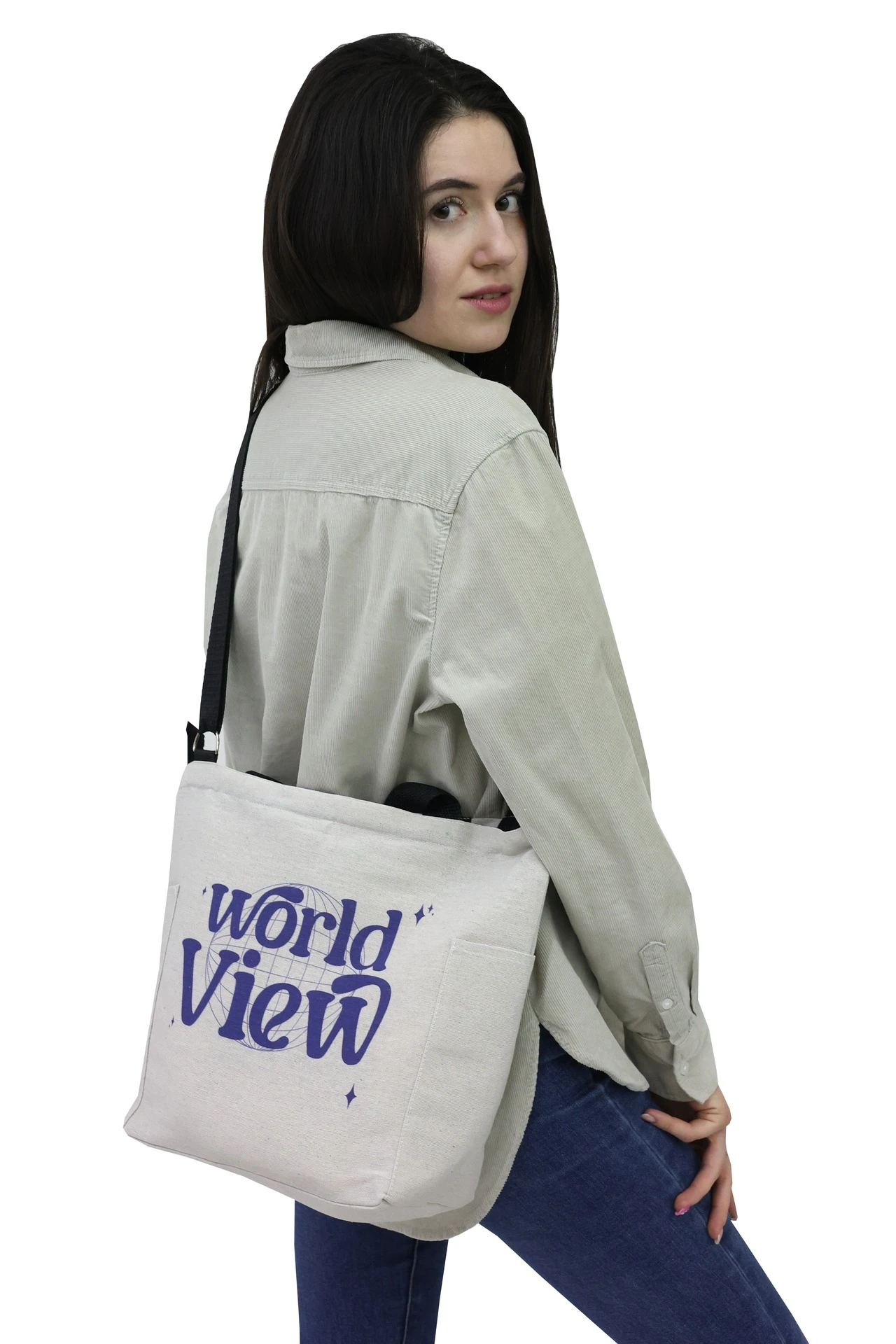 Сумка Тревел из двунитки 26х30х12 см, печать с двух сторон "World View"#6