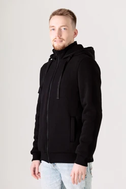 Купить балахон Джеймс из футера на флисе унисекс, однотонный черный