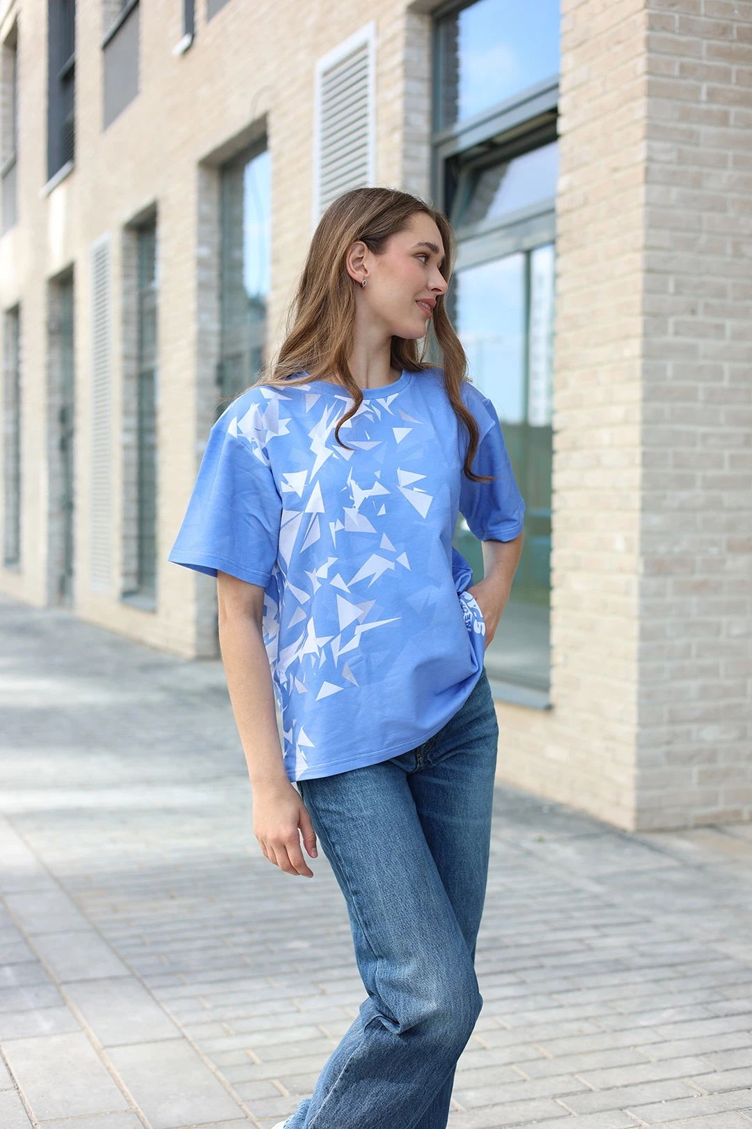 Футболка Теренс оверсайз унисекс из кулирки хб с полной запечаткой "Paper Bird"#1