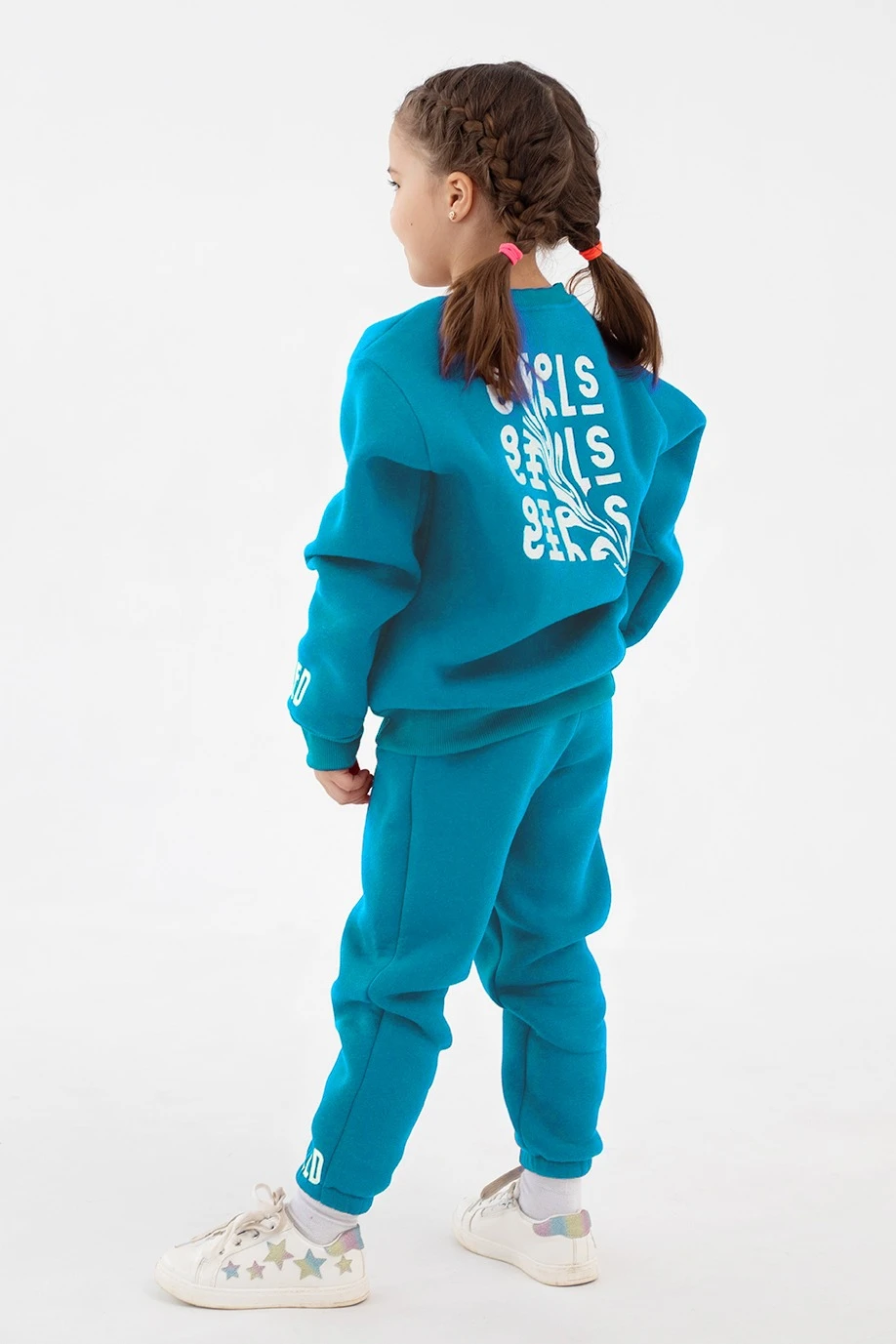 Купить брюки Хит из футера с начесом детские, однотонные голубые